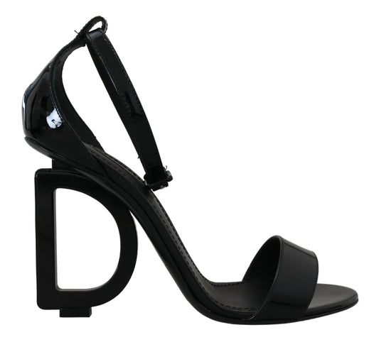 Elegant Black Leather Ankle Strap Sandals