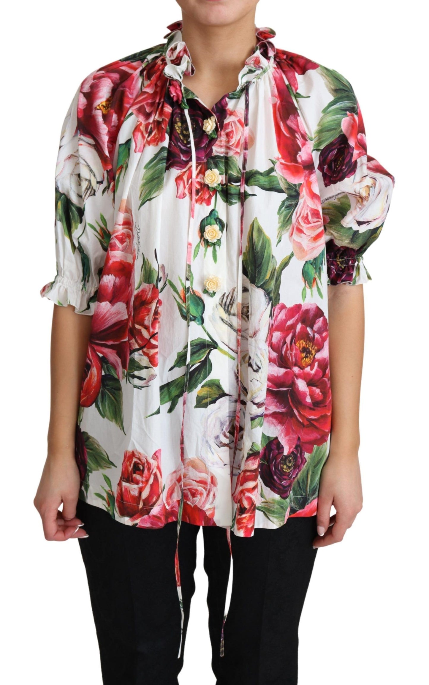 Vibrant Peony Print Cotton Top