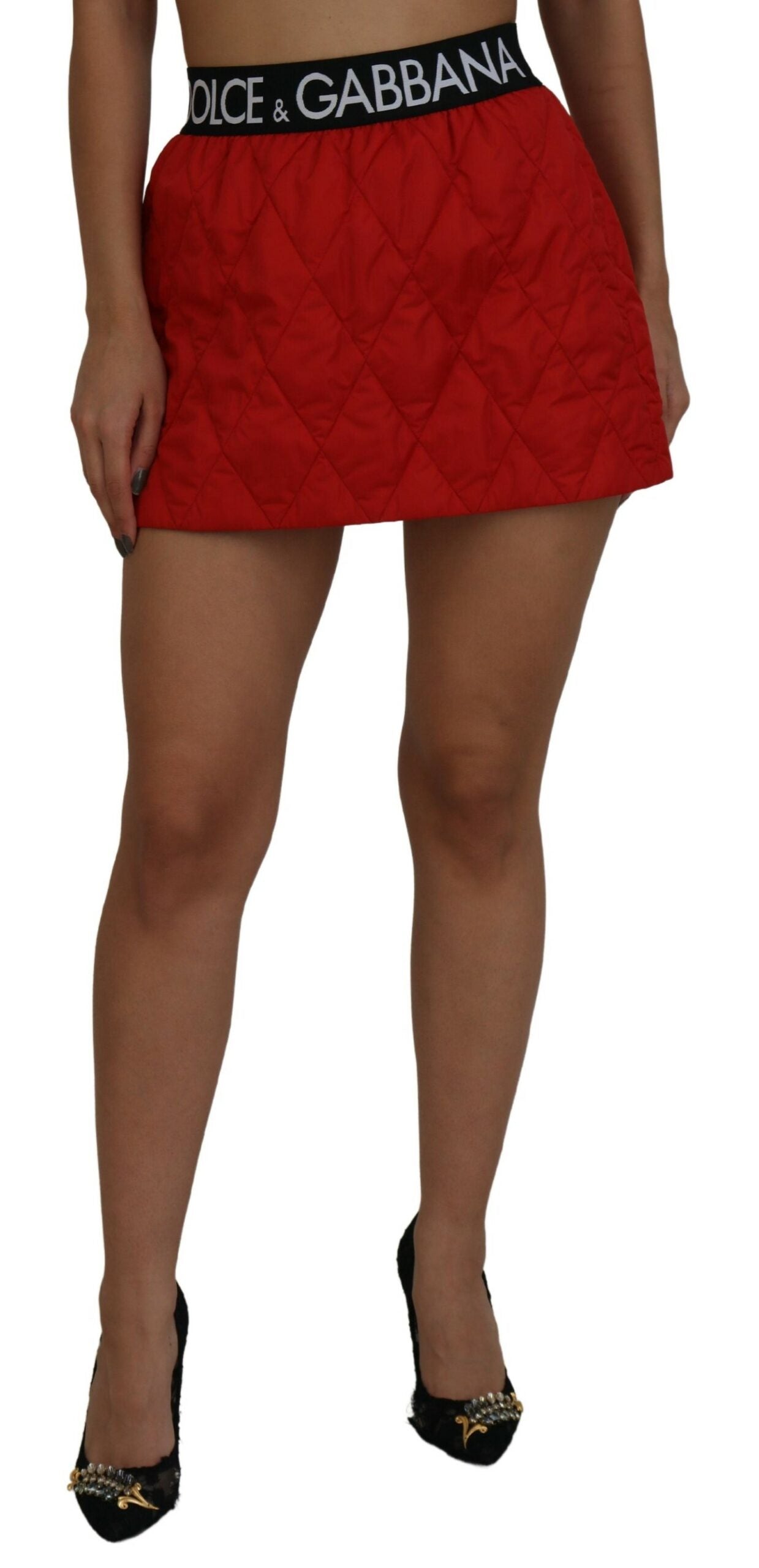 Elegant High Waist Mini Skirt in Red