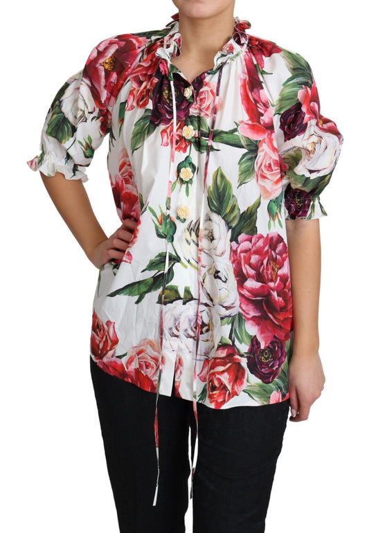 Vibrant Peony Print Cotton Top