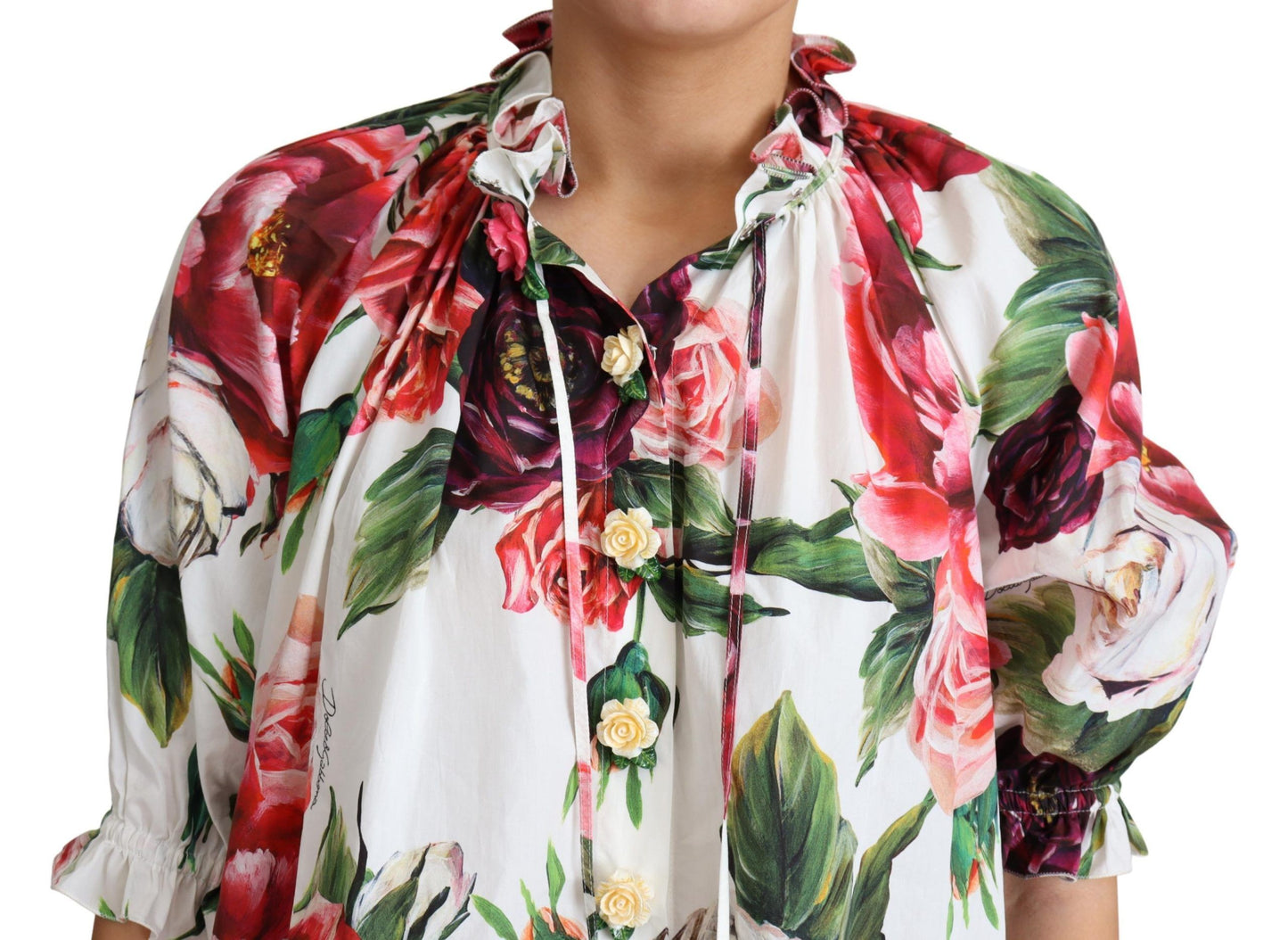 Vibrant Peony Print Cotton Top