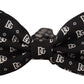 Elegant Silk Bow Tie in Black Logo Pattern