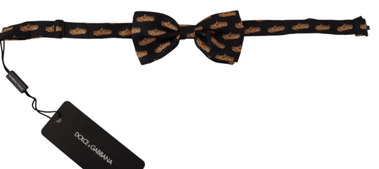 Black Orange Car Print Silk Bow Tie