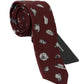 Elegant Silk Tie in Bordeaux with Unique Hat Print