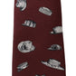 Elegant Silk Tie in Bordeaux with Unique Hat Print