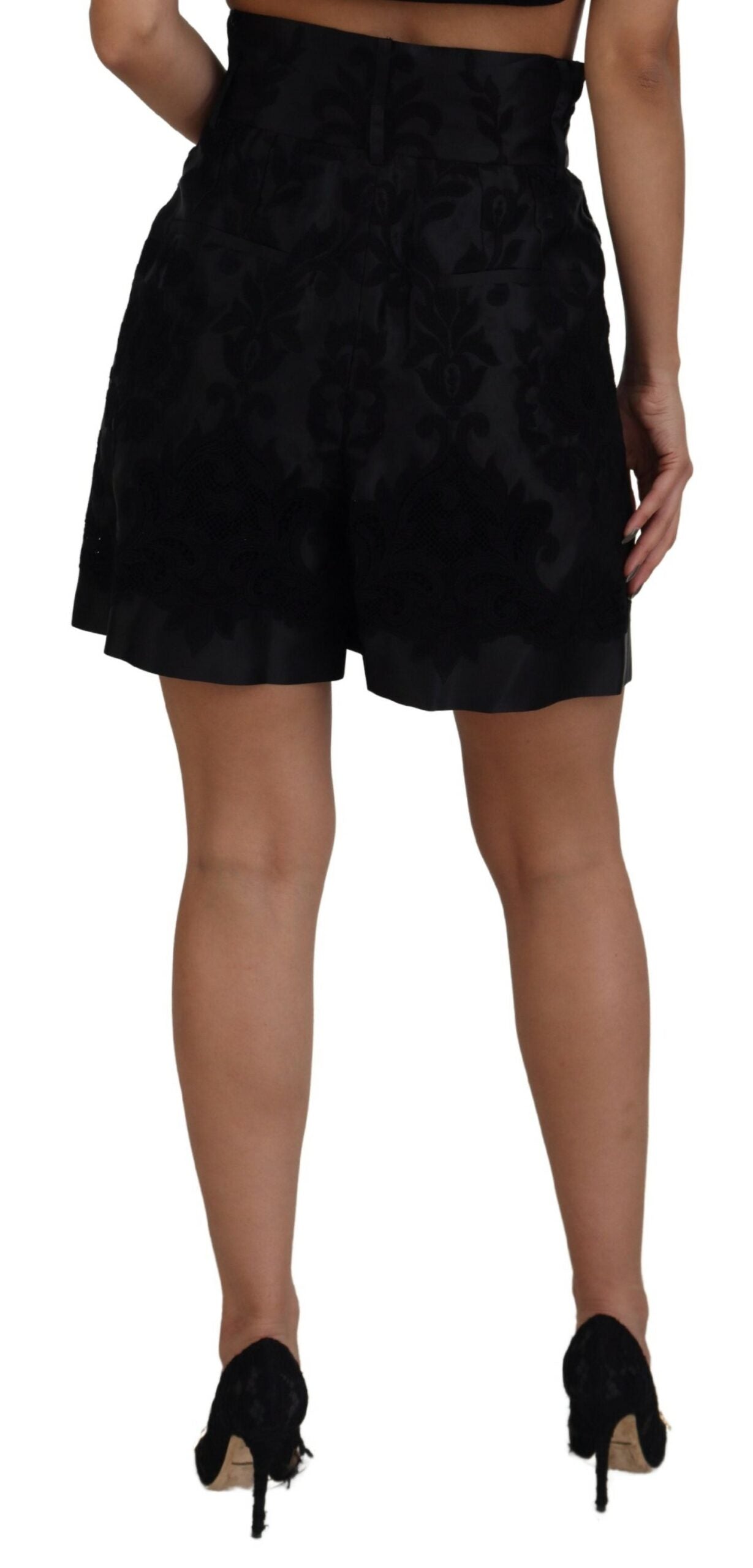 Floral Brocade High Waist Shorts