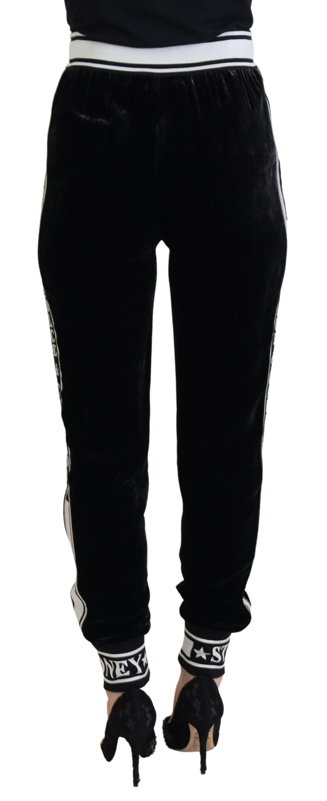 Black DG Logo Velvet Trouser Pants