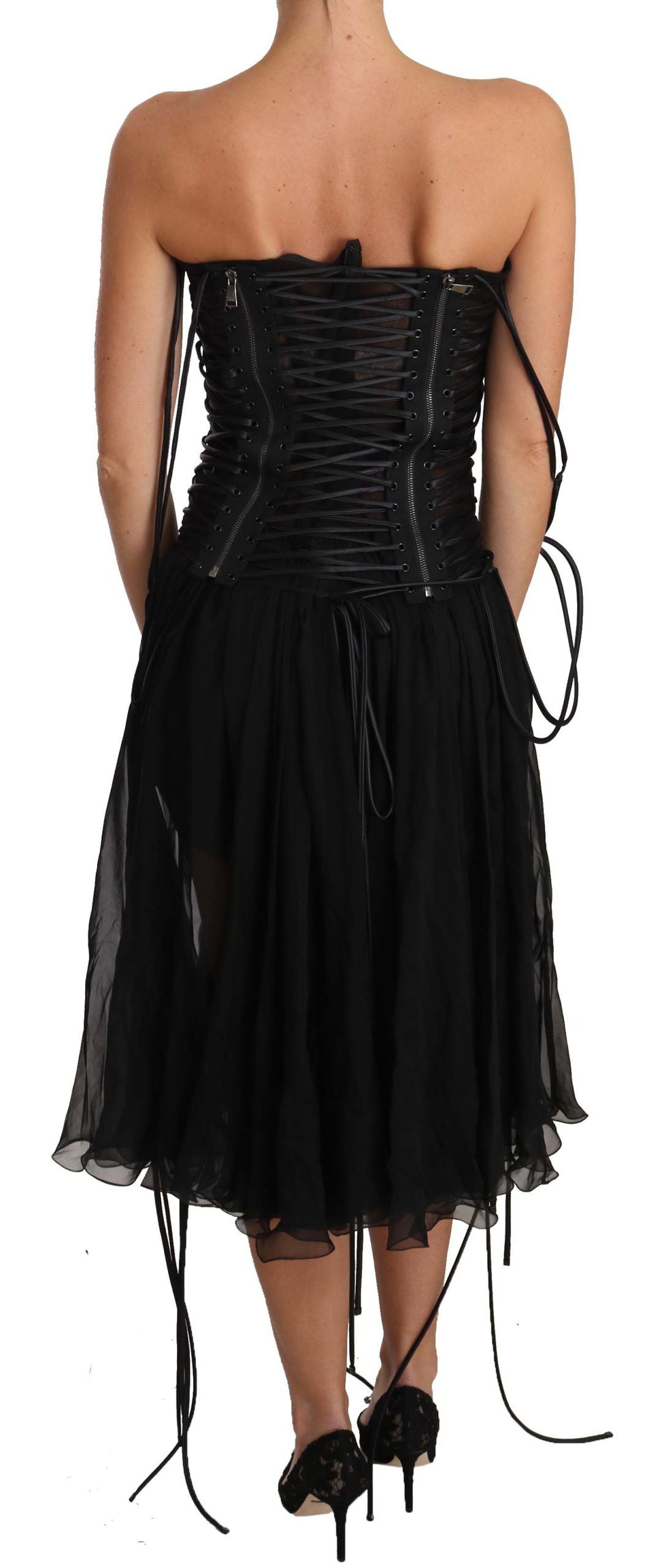 Elegant Strapless A-line Midi Corset Dress