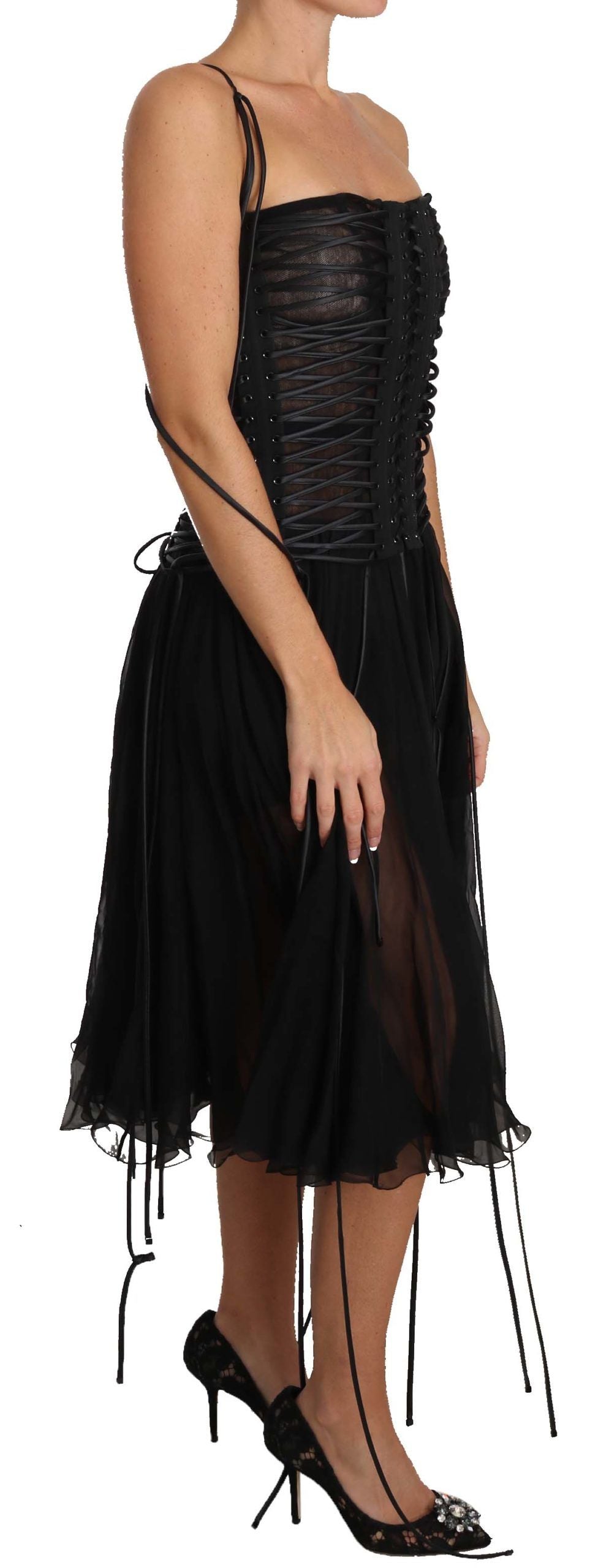 Elegant Strapless A-line Midi Corset Dress