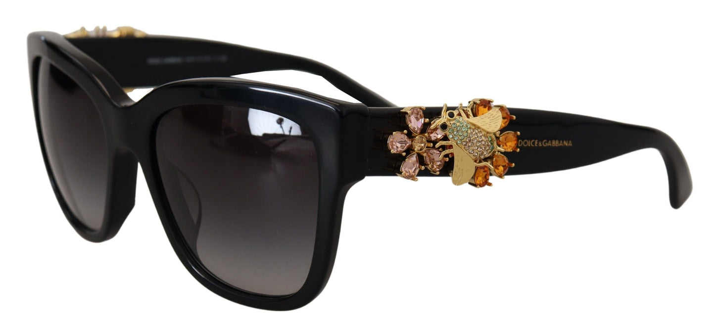 Elegant Gold-Embellished Black Sunglasses