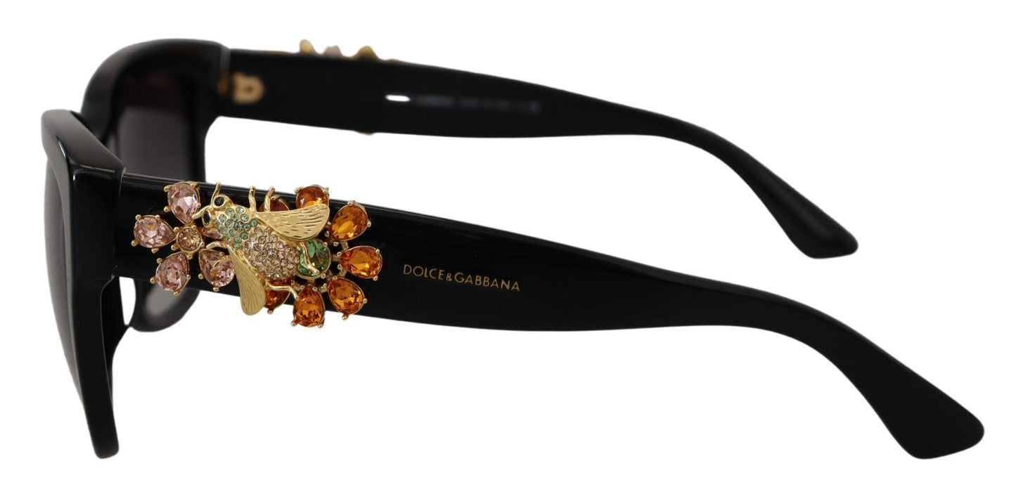 Elegant Gold-Embellished Black Sunglasses