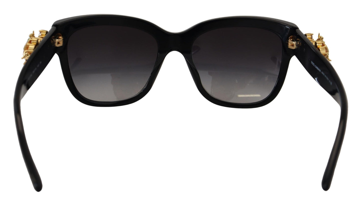 Elegant Gold-Embellished Black Sunglasses