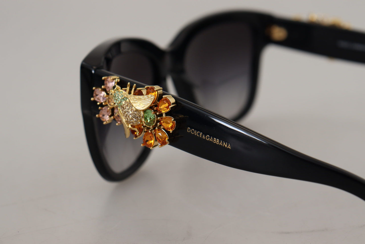 Elegant Gold-Embellished Black Sunglasses