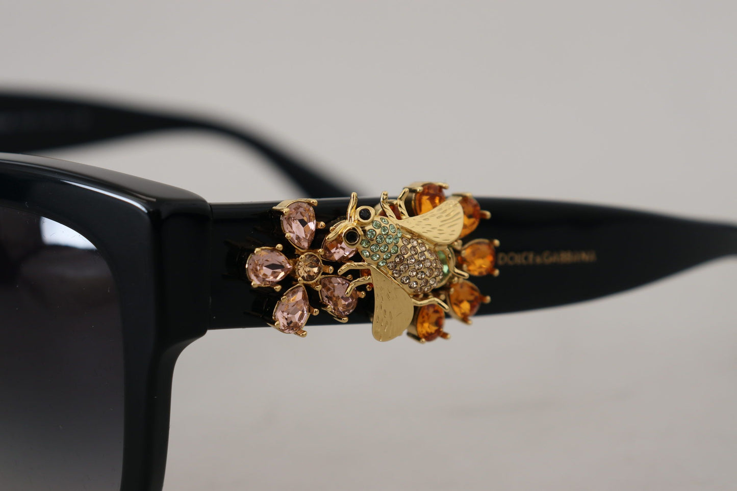 Elegant Gold-Embellished Black Sunglasses