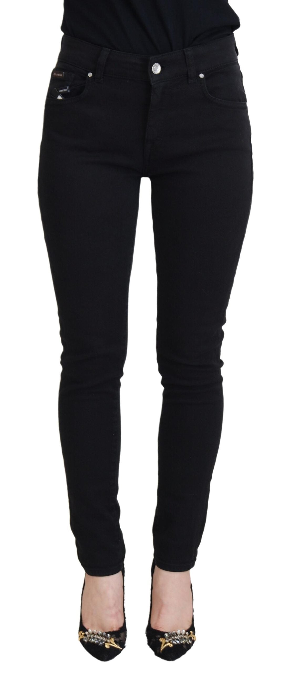 Elegant Black Denim Pants - Slim Fit Luxury