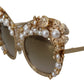 Ortensia Embellished Gold Sunglasses