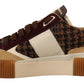 Elegant Brown Plaid Tweed Low Top Sneakers