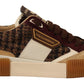 Elegant Brown Plaid Tweed Low Top Sneakers