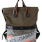 Elegant Army Green Cotton Blend Backpack