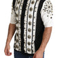 Elegant Striped Silk Jersey with Jewel Details