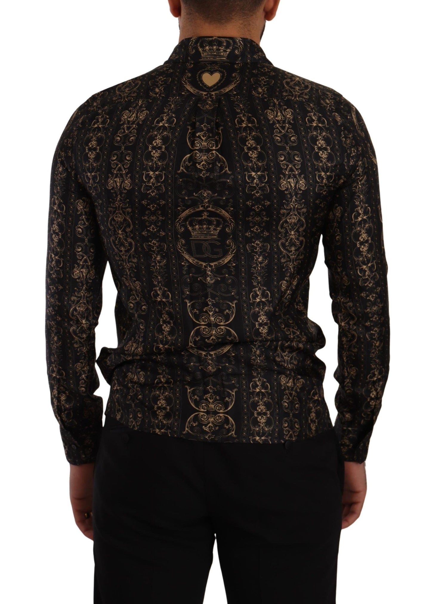 Elegant Slim Fit Silk Crown Print Shirt