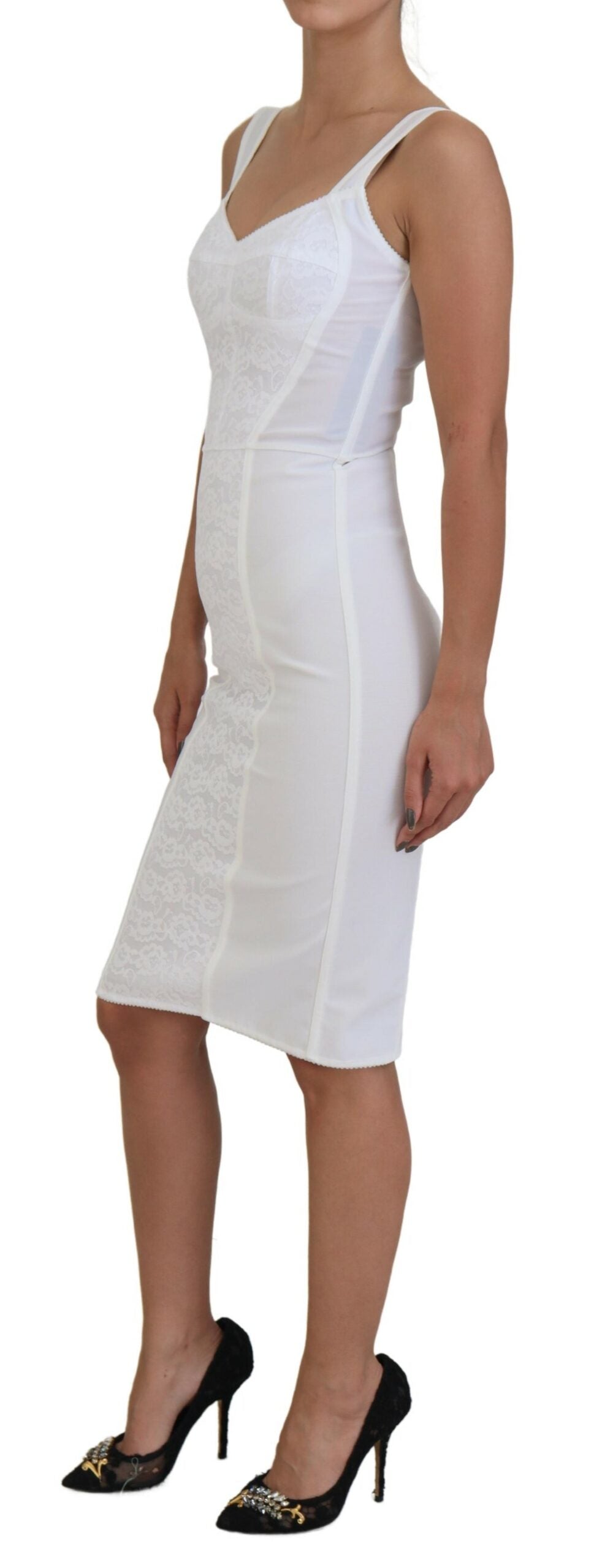 Elegant White Bodycon Knee-Length Dress