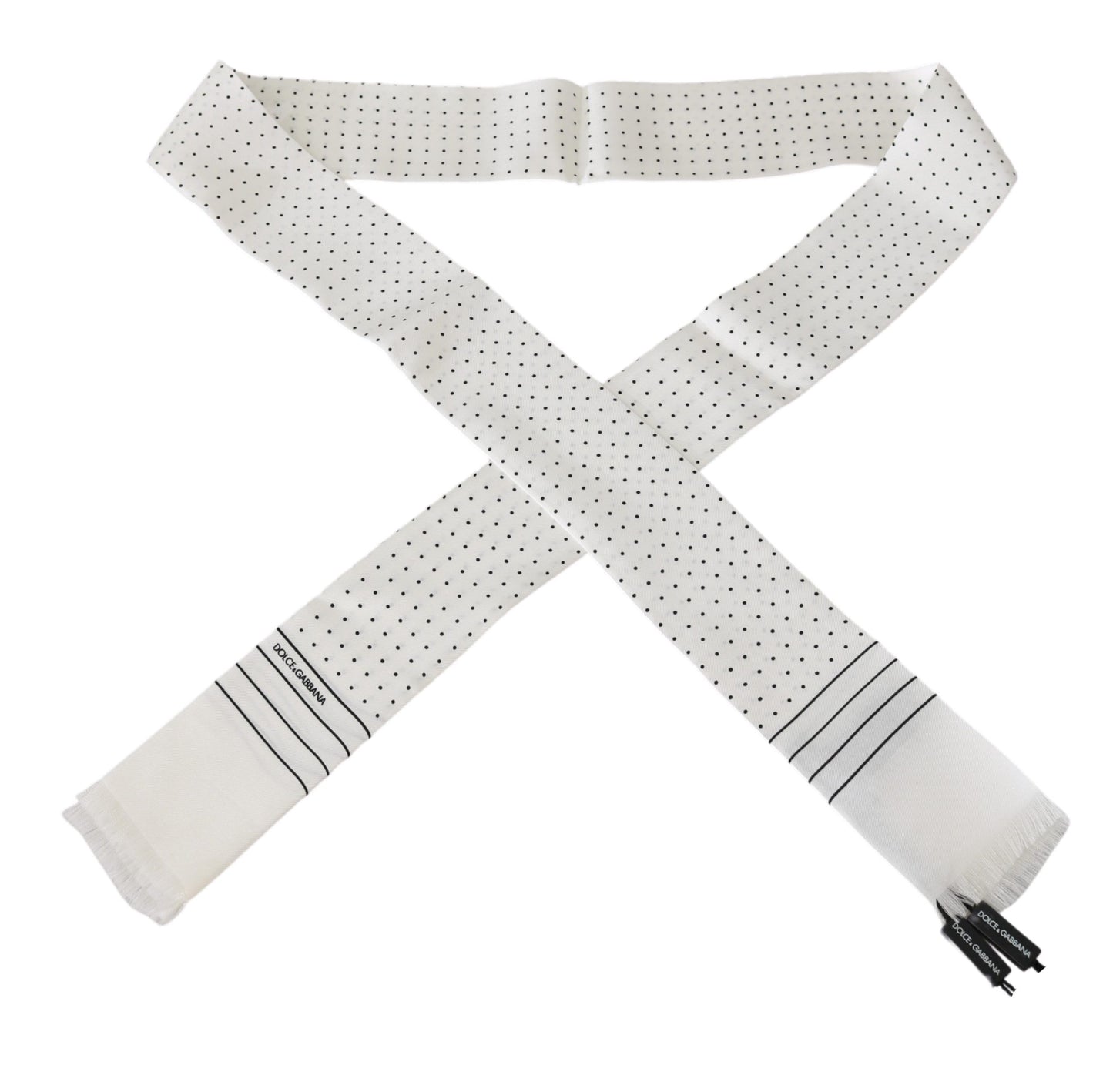 Elegant Silk Men's Scarf - White Dotted Luxury