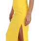 Yellow One Shoulder Side Slit Midi Dress