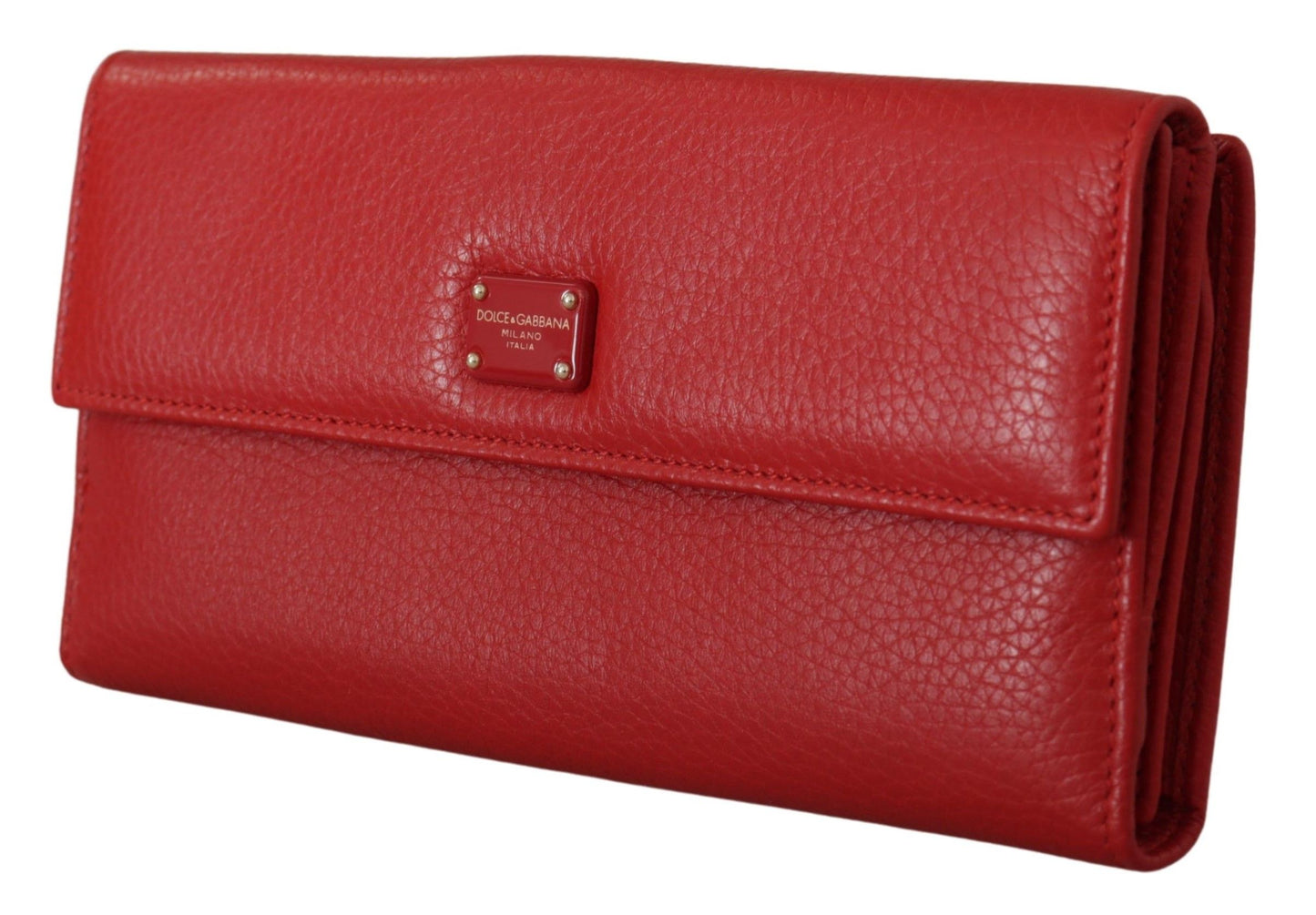 Elegant Red Leather Bifold Continental Wallet