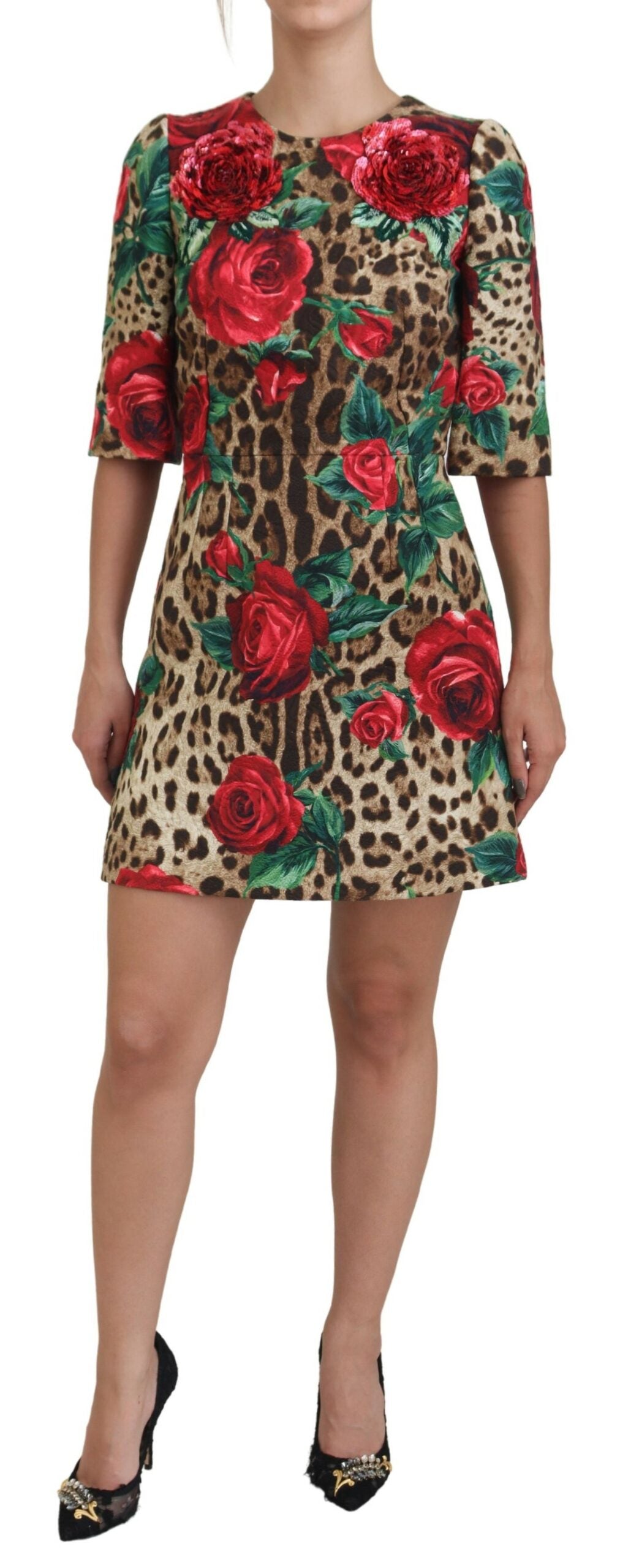 Colorful Leopard & Floral Print A-Line Dress