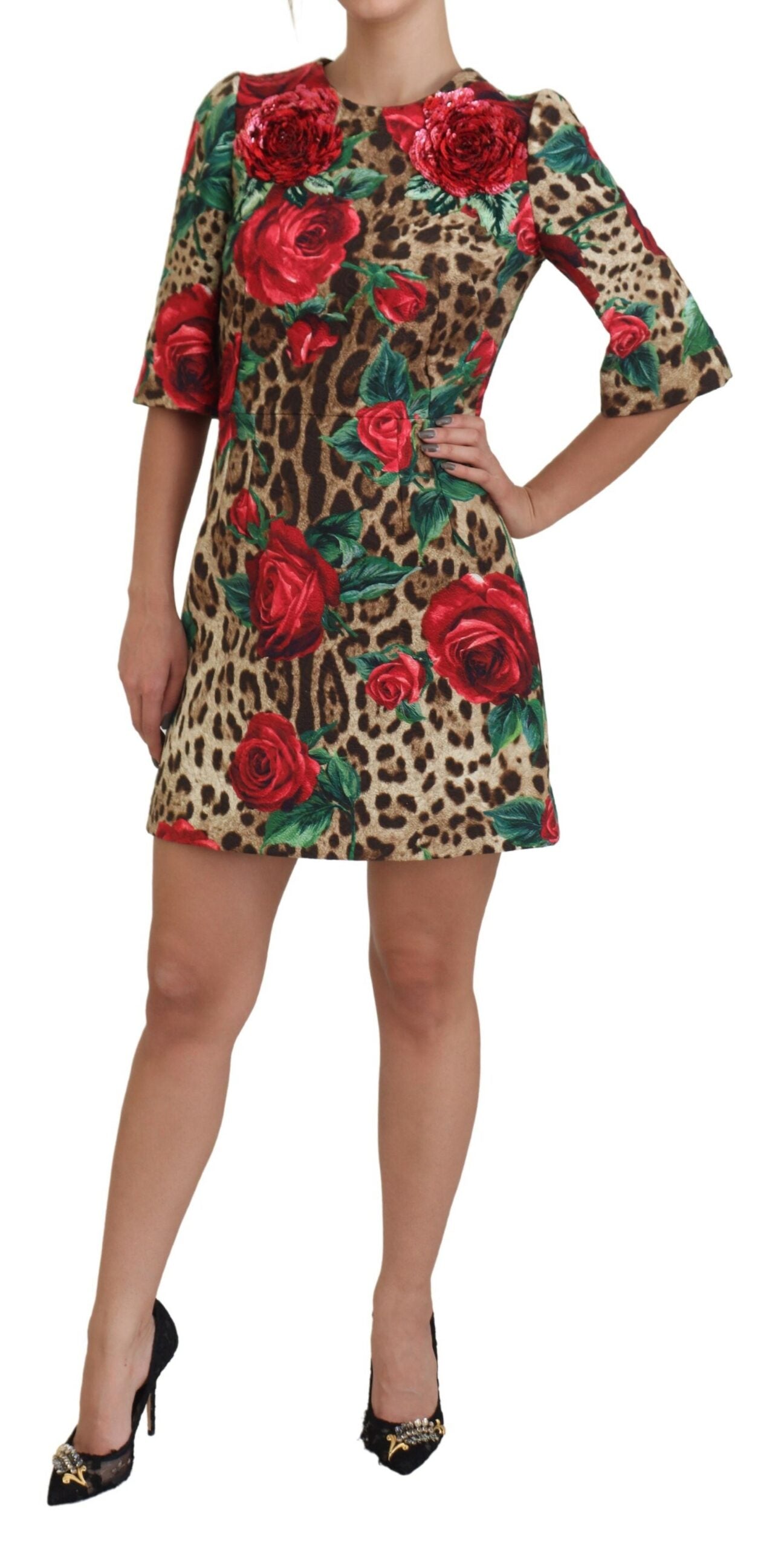 Colorful Leopard & Floral Print A-Line Dress