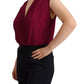 Purple Deep Neckline Sleeveless Bodysuit Top