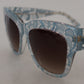 Elegant Lace Detail Blue Sunglasses