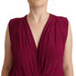 Purple Deep Neckline Sleeveless Bodysuit Top