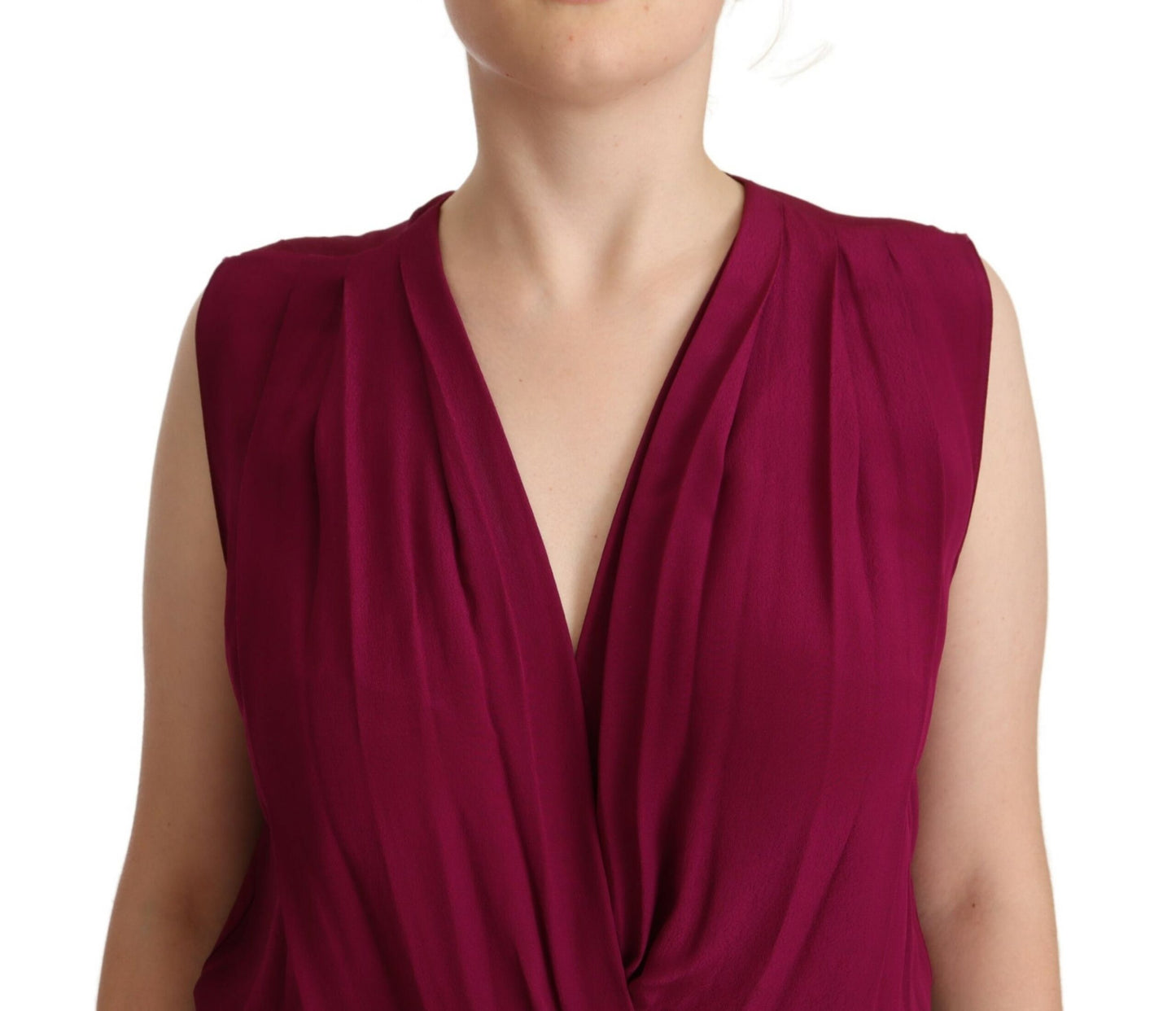 Purple Deep Neckline Sleeveless Bodysuit Top