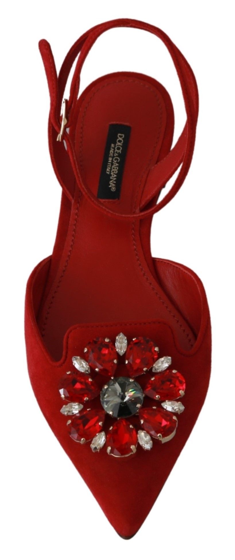 Chic Red Goat Skin Crystal Sandals