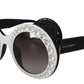 Chic Monochrome Embellished Sunglasses