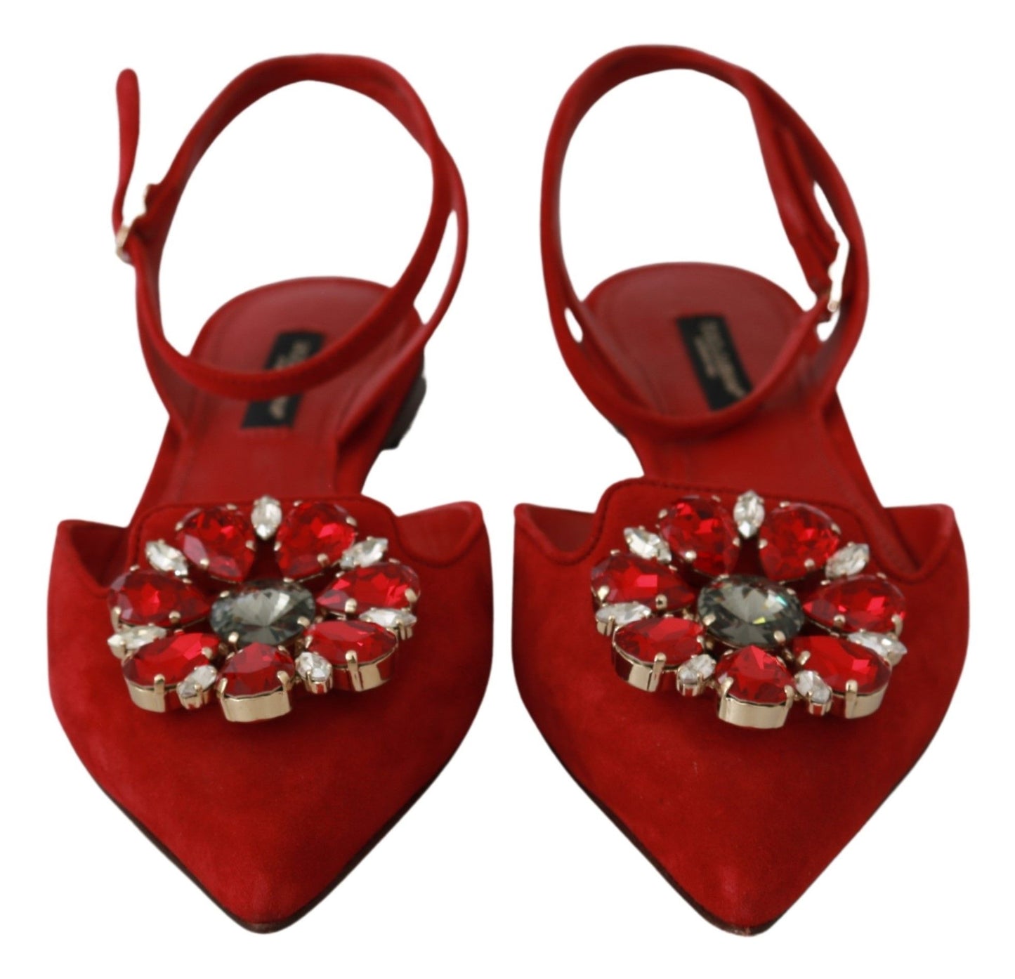 Chic Red Goat Skin Crystal Sandals