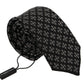 Elegant Black Silk Geometric Bow Tie