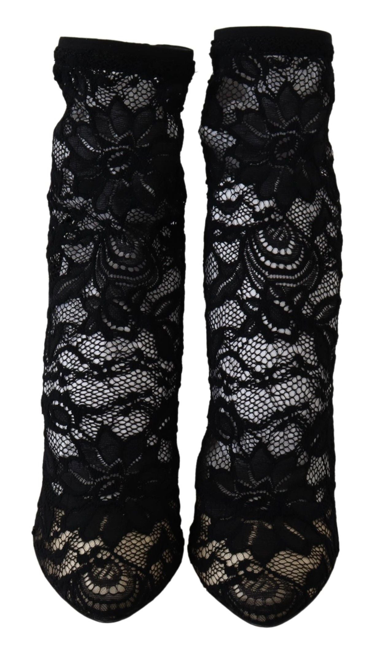 Elegant Black Openwork Stiletto Ankle Boots