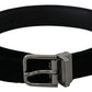 Elegant Black Leather Belt with Silver Buckle