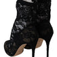 Elegant Black Openwork Stiletto Ankle Boots