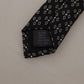 Elegant Black Silk Geometric Bow Tie