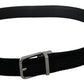 Elegant Black Leather Belt with Silver Buckle