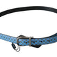 Elegant Blue Baroque Leather Belt & Silk Tie Set