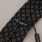 Elegant Black Silk Geometric Bow Tie