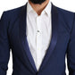 Elegant Blue Wool Blend Slim Blazer Jacket