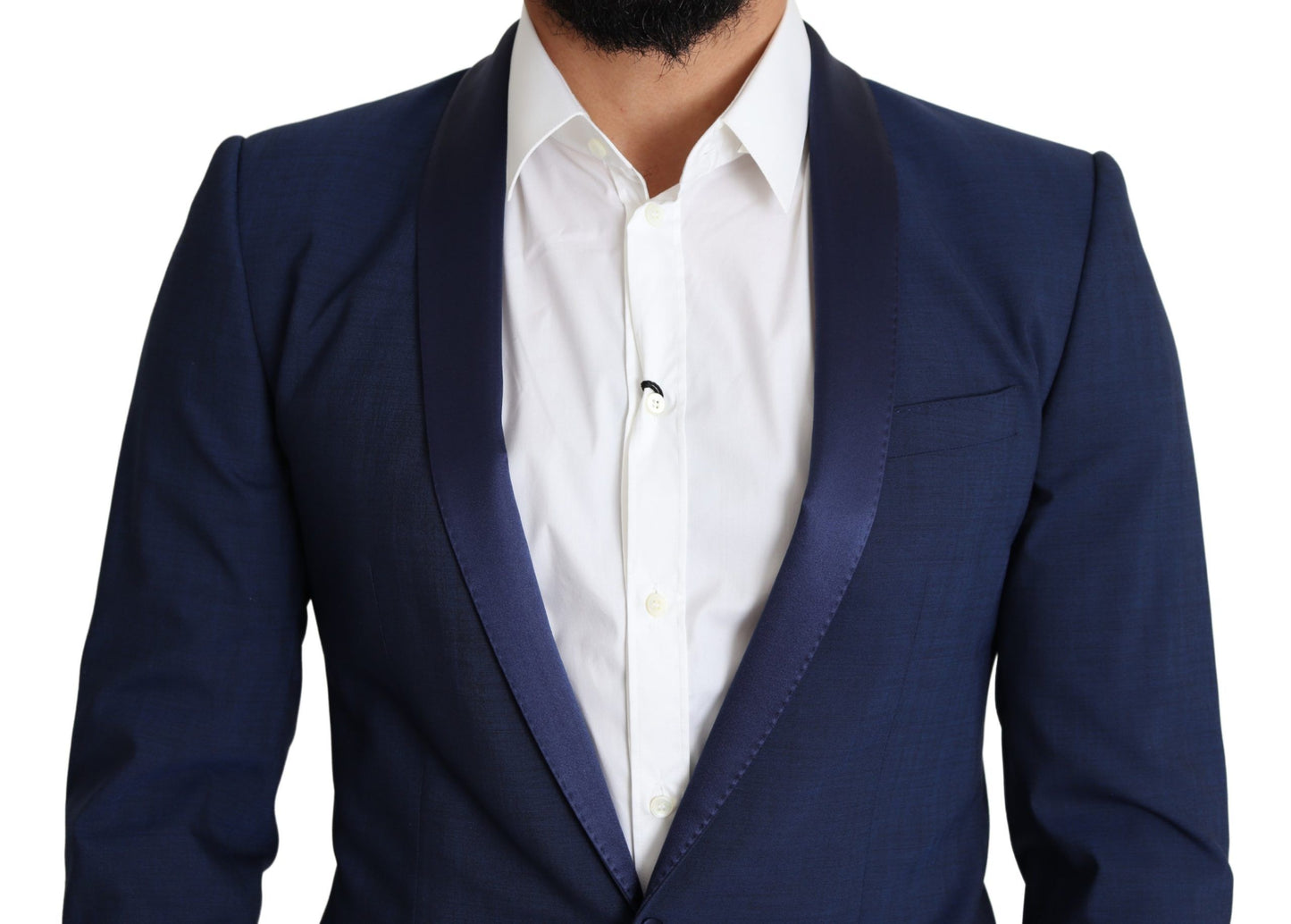 Elegant Blue Wool Blend Slim Blazer Jacket