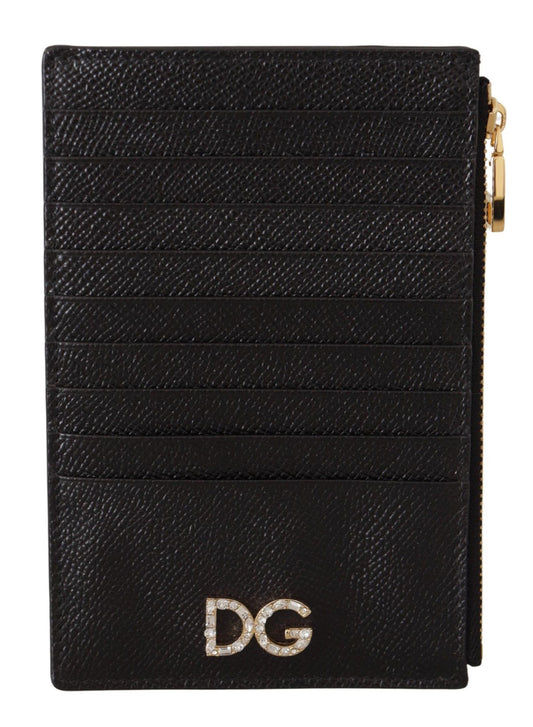 Elegant Black Leather Zip Wallet