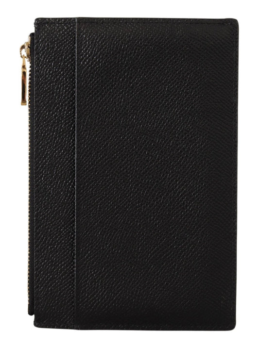 Elegant Black Leather Zip Wallet